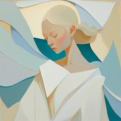 Blond kvindeportræt, inspireret af berømte malerier, kunsttryk til væggen af F. Abderrahim