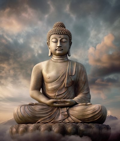 Buddha indrammet lærredsdekoration, vægkunst til stue og soveværelse af F. Abderrahim