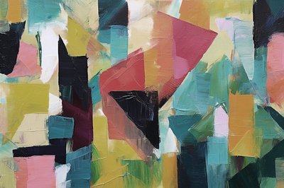 Minimalistisk geometrisk abstrakt oliemaleri, online kunsttryk på lærred af F. Abderrahim