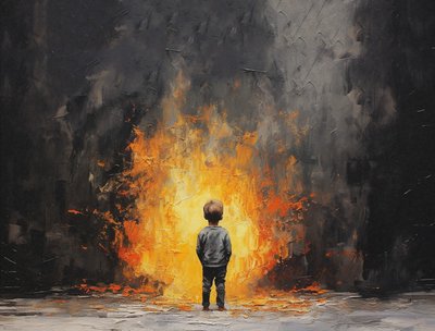 Minimalistisk maleri med impasto-pensel, uskyldigt portræt, kunsttryk til væggen af F. Abderrahim