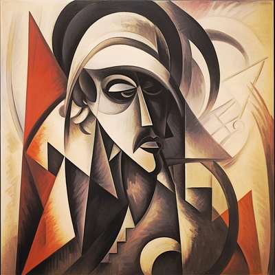 Portugal abstrakt design i figurativ kubistisk stil ansigter, vægkunst | Lærredstryk af F. Abderrahim