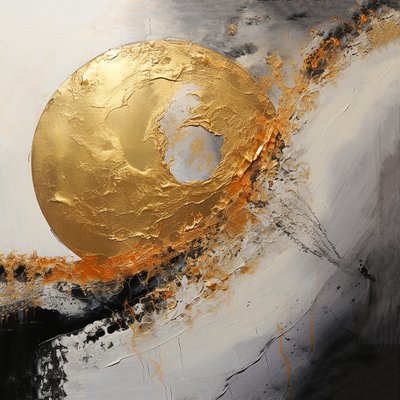 Sølv & gylden kunst Maleri, digitalt kunsttryk af F. Abderrahim