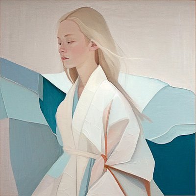 portræt af en smuk blond kvinde, Abstrakt maleri, væg kunst print af F. Abderrahim
