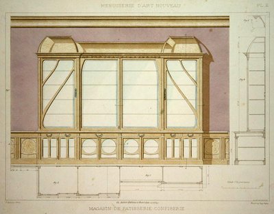 Design til et konditoriudstillingsskab, illustration fra 