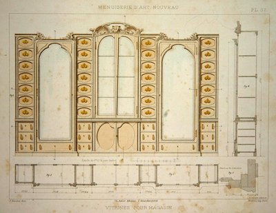 Design til et butiksudstillingsskab, illustration fra 