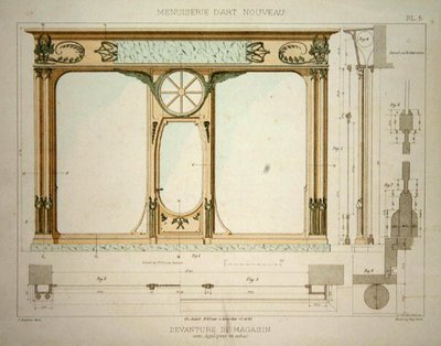 Design til en butiksfacade, illustration fra 