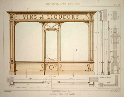 Design til en vinhandlers butiksfacade, illustration fra 