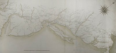 Generelt kort over hærens lejre og marcher i Amerika på ordre fra Rochambeau, detalje fra højre side, fra 