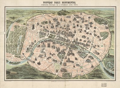 Udvalgte bygninger vist billedmæssigt. Fugleperspektiv. LC kopi monteret på stof. Tilgængelig også via Library of Congress-webstedet som et rasterbillede af F.; Garnier Frères; Dufrénoy Dufour
