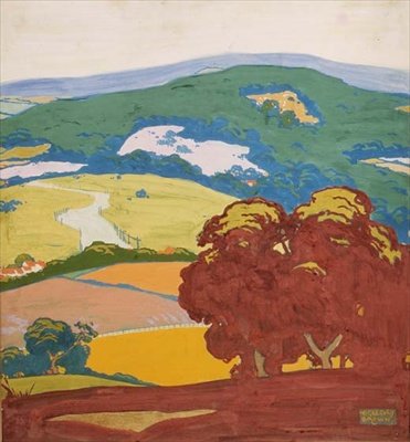 Plakat til London Transport (farve litho) af F. Gregory Brown