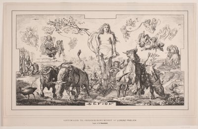 Gefion, loftsmaleri til Frederiksborgmuseet af Lorenz Frølich af F. Hendriksen