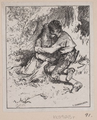 Illustration til "Gjete Kongens Harer" af F. Hendriksen