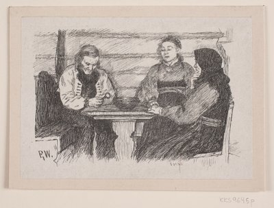 Illustration til "Stabursnøgelen i Rokkehovedet" af F. Hendriksen