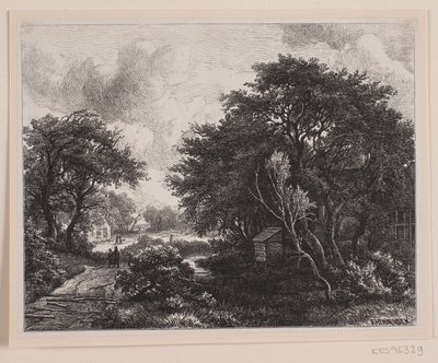 Udsigt hen ad en Vej, der løber gennem en by af F. Hendriksen