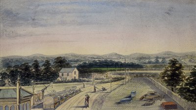 Näkymä rautatieaseman sillalta, Lingfield, Surrey Crowhurstia kohti af F. J. P.
