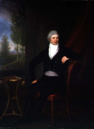 Portræt af en siddende herre ved et vindue af F. Landsberg