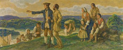Oberst John Donaldsons ankomst (design til vægmaleri) af F. Luis Mora