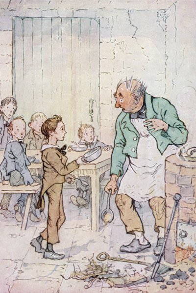 Illustration til Oliver Twist (farve litografi) af F. M. B. Blaikie