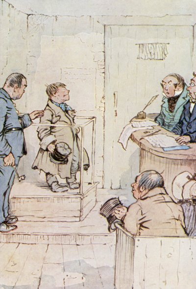 Illustration til Oliver Twist (farve litho) af F. M. B. Blaikie