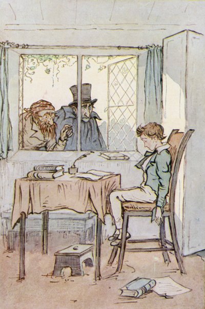 Illustration til Oliver Twist (farve litho) af F. M. B. Blaikie
