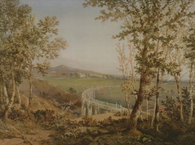En udsigt over den samme jernbaneviadukt set fra oven, ca. 1849 af F. S. Cook