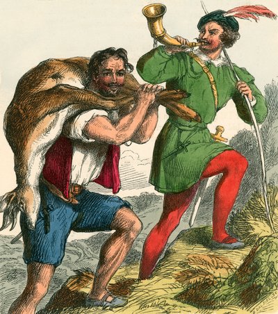 Robin Hood og Lille John tager den fede buk hjem af F. Tayler