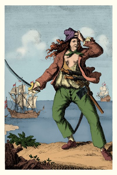 Mary Read - engelsk kvindelig pirat (gravering) af F. Wentworth