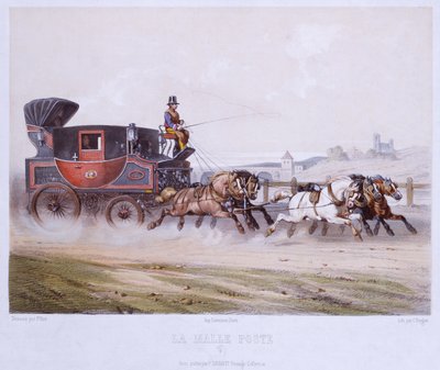 The Mail Coach, graveret af Charles Bargue (1826-83) af F. after Fort