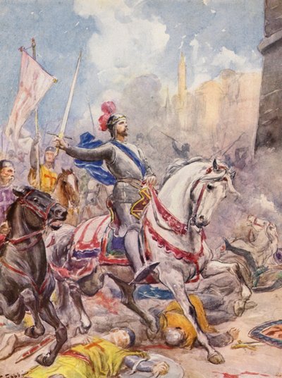 La Gerusalemme Liberata af Torquato Tasso: Canto XX, strofe 144 (farvelitografi) af Fabio Fabbi