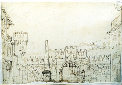 Scenografisk kulisse af F. Galliari til Antonio Vivaldis opera "Caton d