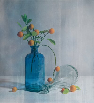 Citrusfrugter og blå flasker af Fangping Zhou