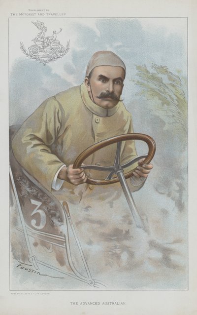 Selwyn Edge, australsk-født britisk racerkører (chromolitho) af Faustin