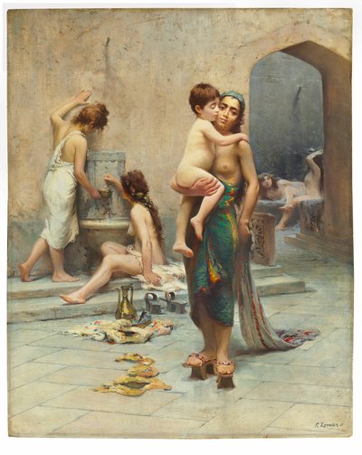 Hamam - badeværelset, ca. 1891-1902 (olie på lærred) af Fausto Zonaro