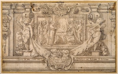 Påsken (pen og brunt blæk med brun vask på hvidt papir) af Federico (studio of) Zuccaro