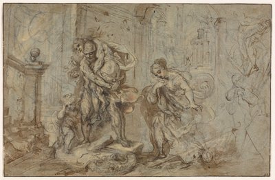 Aeneas redder Anchises ved Trojas fald, 1587-1588. af Federico Barocci