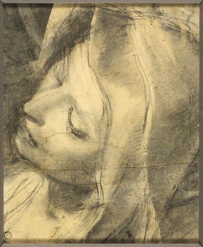 Hovedet af den besvimede jomfru: Studie til deponering (recot) Basen af søjlen (verso) af Federico Barocci