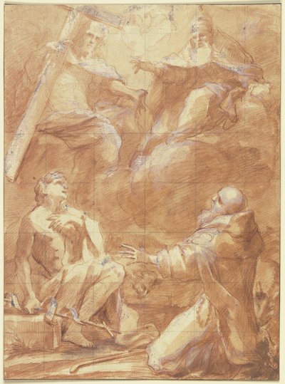 Johannes der Täufer und der Heilige Antonius erblicken Gottvater af Federico Barocci