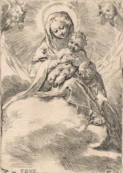 Jomfruen sad på en sky, 1580-84. af Federico Barocci