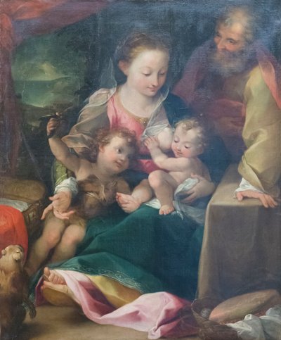 Hellige familie og den hellige Johannes Døberen af Federico Fiori (after) Barocci or Baroccio