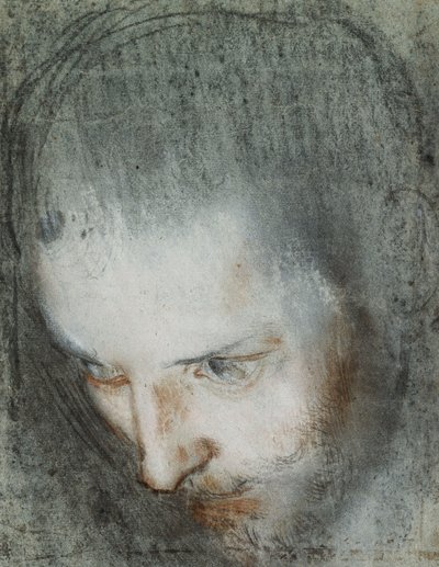 Leder af Saint Francis ser opad til venstre, af Federico Fiori Barocci or Baroccio