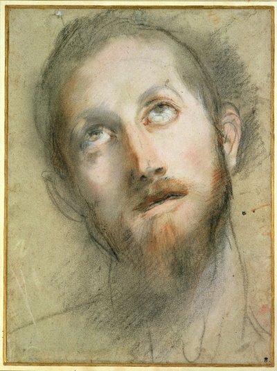 Studie til Kristi Hoved (sort kridt) af Federico Fiori Barocci or Baroccio