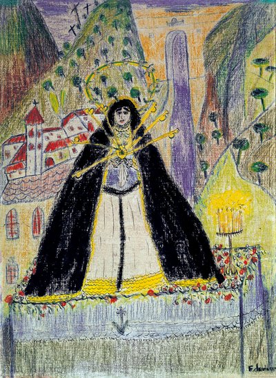 Tegning til "Jomfruen med syv dolke" (Virgen de los siete dolores), 20. århundrede af Federico Garcia Lorca