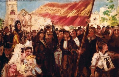 Plaza San Antonio de Cadiz på dagen for eden af forfatningen af 1812 (olie på lærred) af Federico Godoy y Castro