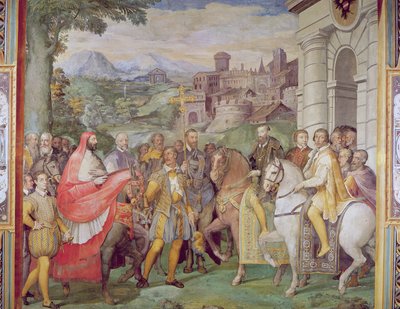 Charles V (1500-58) med Alessandro Farnese (1546-92) i Worms, fra 