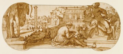 Taddeo i Belvedere -domstolen i Vatikanet, der tegner Laocoön af Federico Zuccaro