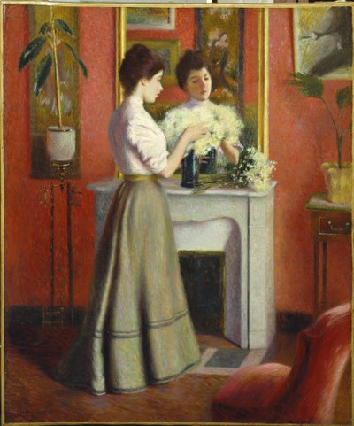 Woman Before a Mirror af Zandomeneghi, Federico (1841-1917). Olie på lærred, størrelse: 65x55 af Federigo Zandomeneghi
