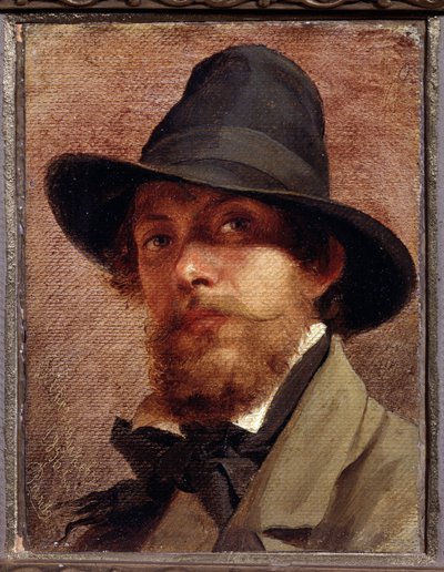 ""Selvportræt"" Maleri af Feodor Andreyevich Bronnikov (1827-1902) 1856 State V. Tropinin-Museum, Moskva af Fedor Andreevich Bronnikov