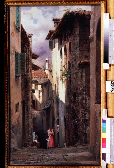 ""Scene de rue a Bellagio en Italie"" Peinture de Feodor Andreyevich Bronnikov (1827-1902) 1875 State Tretyakov Gallery, Moscou af Fedor Andreevich Bronnikov