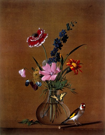 Buket blomster med en sommerfugl af Fedor Petrovich Tolstoy