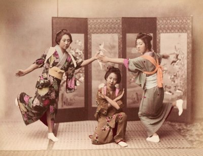 Piger danser ca. 1895 (foto) af Felice Beato